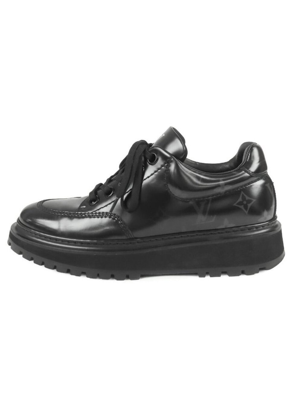Louis Vuitton Aves Line Black Leather Monogram Sneakers Shoes 6